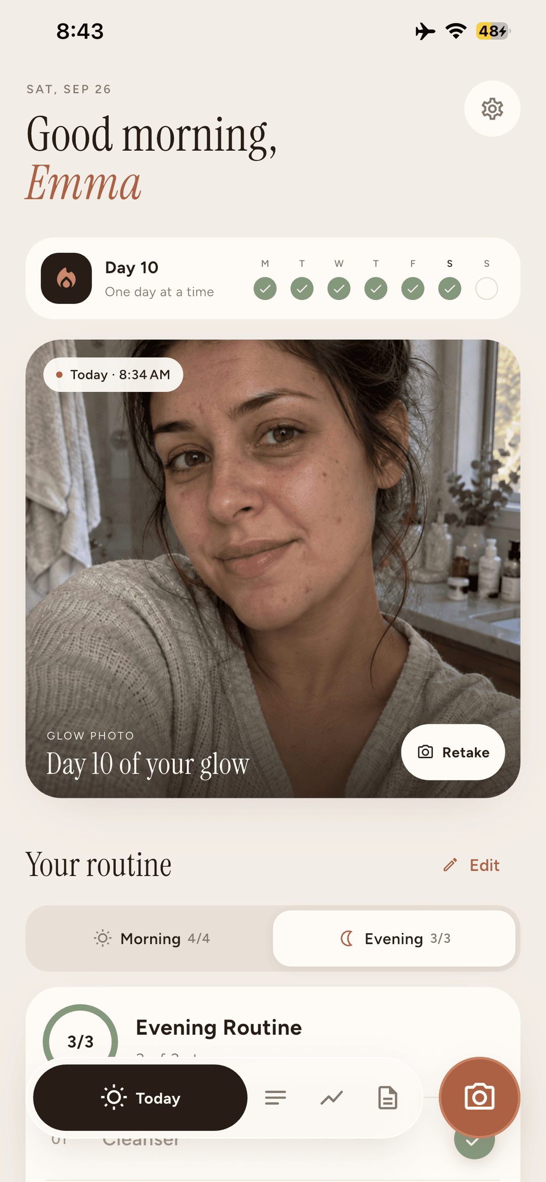 Zavelo home dashboard with daily photo and routine